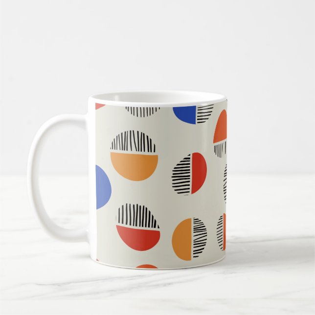 Abstract circles seamless pattern,background with  coffee mug (Left)