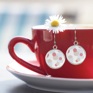 Abstract Circles Squares Rectangles Blue Flecks Earrings