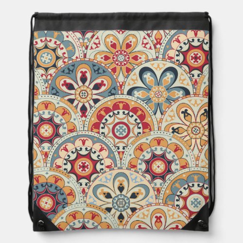 Abstract Circles Trendy Colored Wallpaper Drawstring Bag