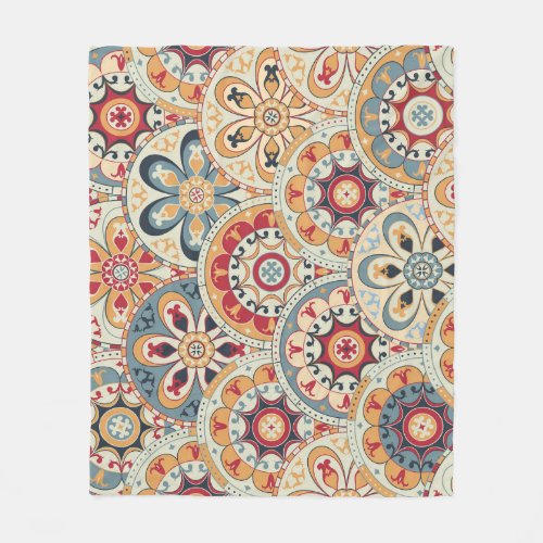 Abstract Circles Trendy Colored Wallpaper Fleece Blanket