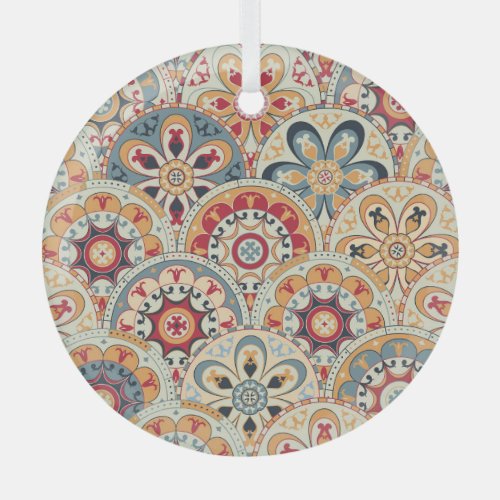 Abstract Circles Trendy Colored Wallpaper Glass Ornament