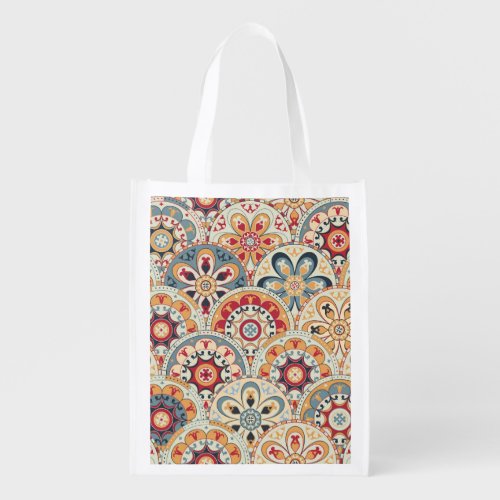 Abstract Circles Trendy Colored Wallpaper Grocery Bag