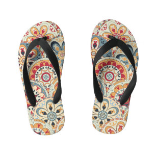 Abstract Circles: Trendy Colored Wallpaper Kid's Flip Flops