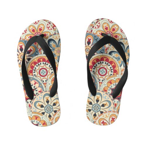 Abstract Circles Trendy Colored Wallpaper Kids Flip Flops