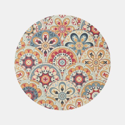 Abstract Circles Trendy Colored Wallpaper Rug