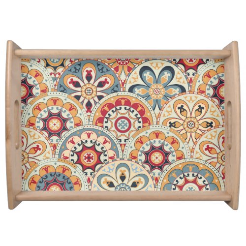 Abstract Circles Trendy Colored Wallpaper Serving Tray