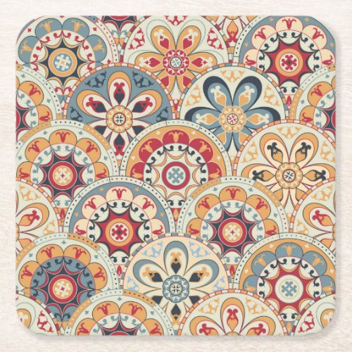 Abstract Circles Trendy Colored Wallpaper Square Paper Coaster