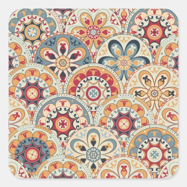 Abstract Circles: Trendy Colored Wallpaper Square Sticker (Front)