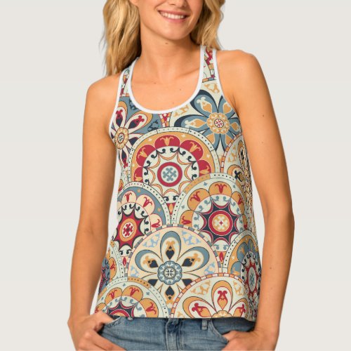 Abstract Circles Trendy Colored Wallpaper Tank Top