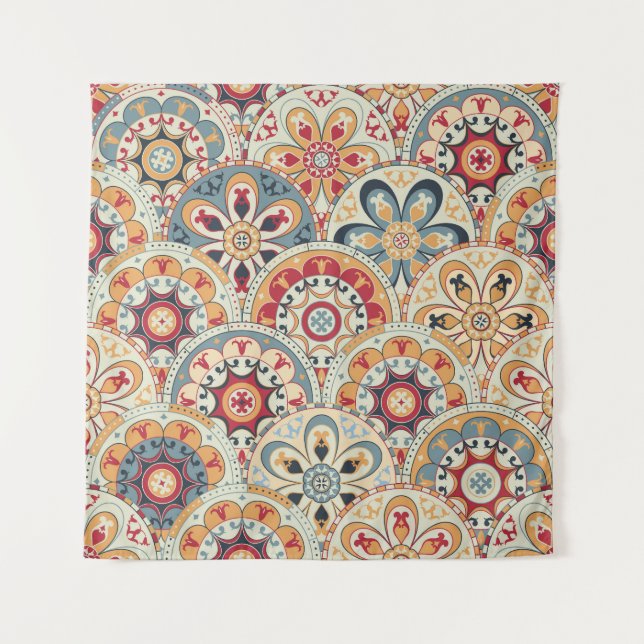 Abstract Circles: Trendy Colored Wallpaper Tapestry (Front)