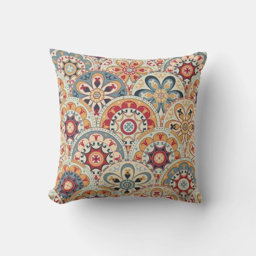 Abstract Circles Trendy Colored Wallpaper Throw Pillow