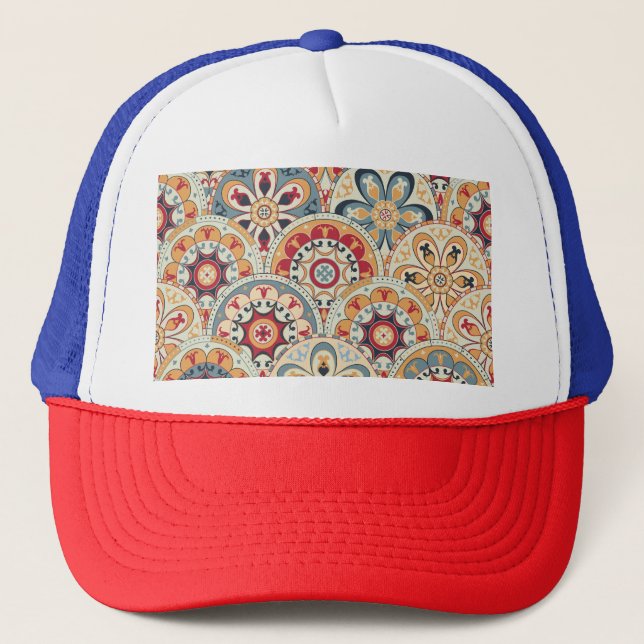 Abstract Circles: Trendy Colored Wallpaper Trucker Hat (Front)