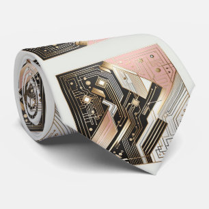 Abstract Circuit Board - Retro Art Deco Neck Tie