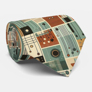Abstract Circuit Board - Retro Mid Century Modern Neck Tie
