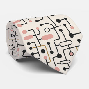 Abstract Circuit Board - Retro Mid Century Modern Neck Tie
