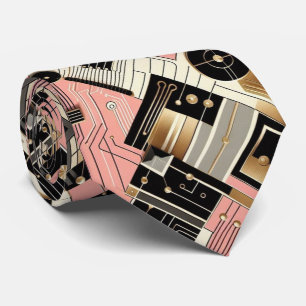 Abstract Circuit Board - Retro Mid Century Modern Neck Tie