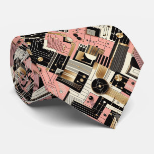 Abstract Circuit Board - Retro Mid Century Modern Neck Tie