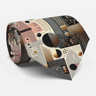 Abstract Circuit Board - Retro Mid Century Modern  Neck Tie