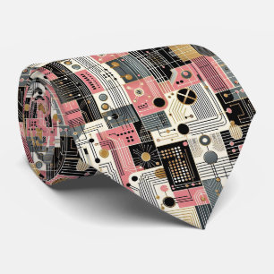Abstract Circuit Board - Retro Mid Century Modern Neck Tie