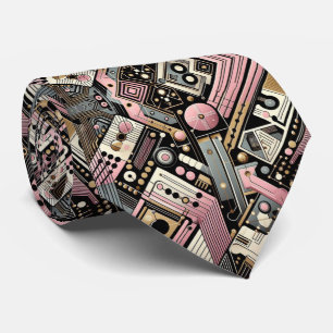 Abstract Circuit Board - Retro Mid Century Modern  Neck Tie