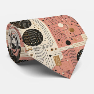 Abstract Circuit Board - Retro Mid Century Modern Neck Tie