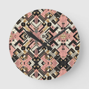 Abstract Circuit Board - Retro Mid Century Modern Round Clock