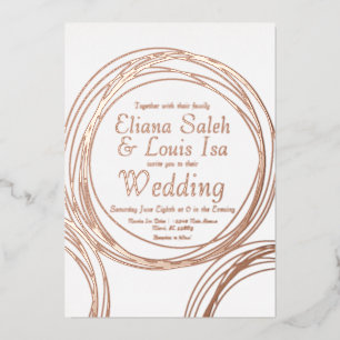 Abstract Circular Gold Wedding Pressed  Foil Invitation