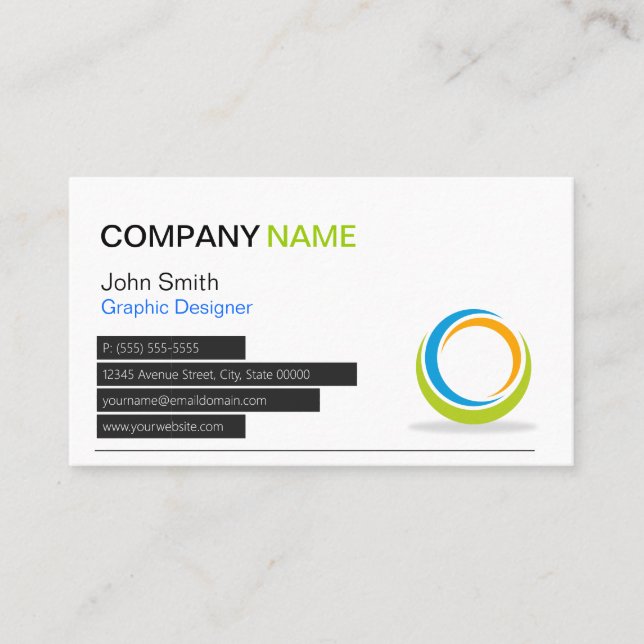Abstract Circular Logo Modern Stylish Customizable Business Card (Front)