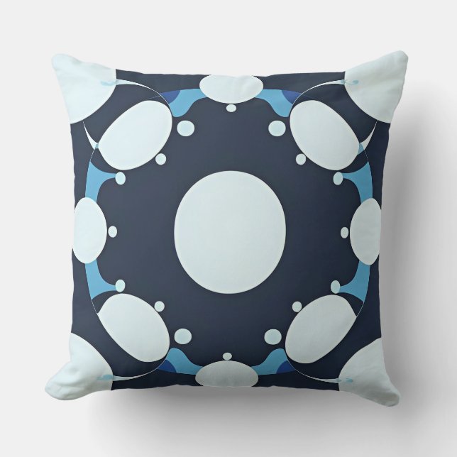 Abstract Circular Pattern with Geometric Elements Throw Pillow (Front)