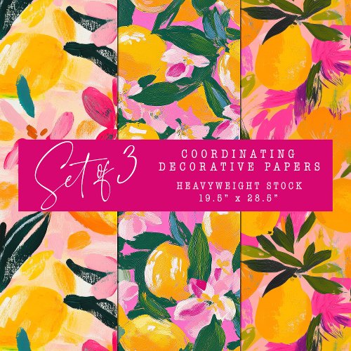 ABSTRACT CITRUS AND FLORAL DECORATIVE PAPER SET