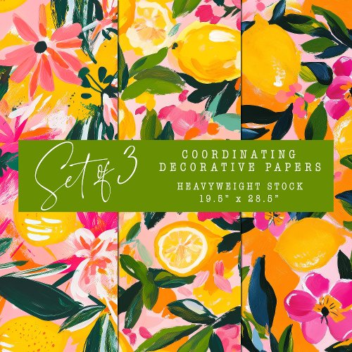 ABSTRACT CITRUS AND FLORAL DECORATIVE PAPER SET