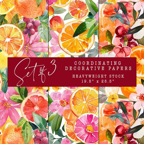 ABSTRACT CITRUS AND FLORAL DECORATIVE PAPER SET