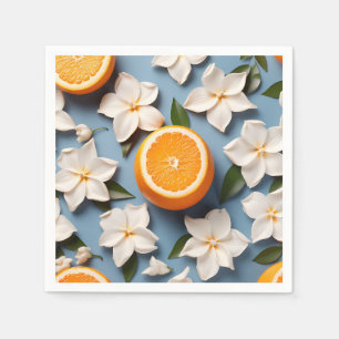 Abstract Citrus Orange and Flowers Napkins