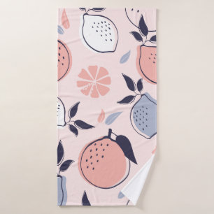 Abstract Citrus Pattern of Lemon and Oranges in Pa Bath Towel