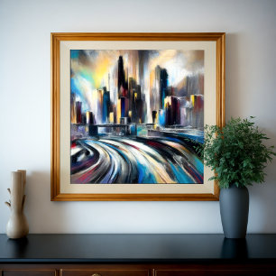 Abstract City Building Hard Pastel Drawing II Poster