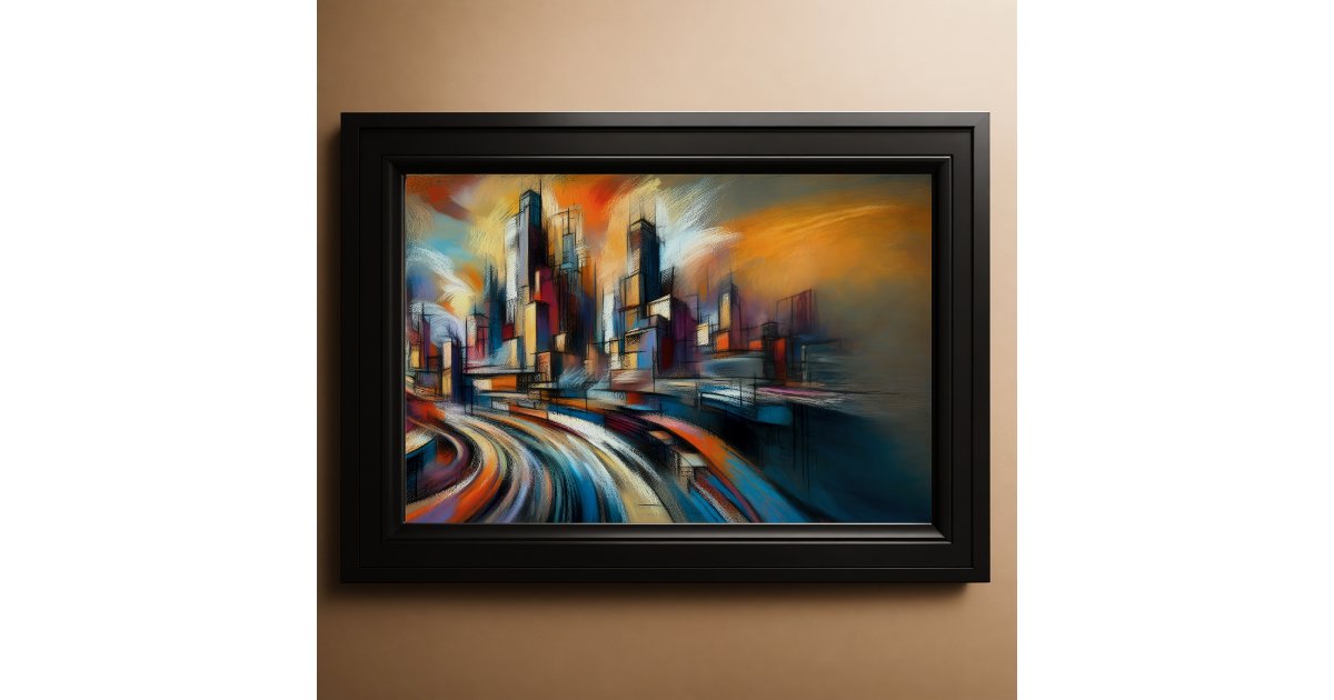Paper Abstract Building Abstract City Building Hard Pastel Drawing Poster | Zazzle