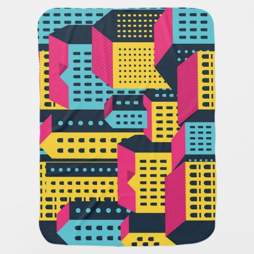 Abstract City Buildings Landscape Vintage Baby Blanket