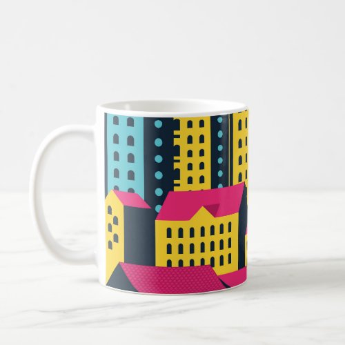 Abstract City Buildings Landscape Vintage Coffee Mug