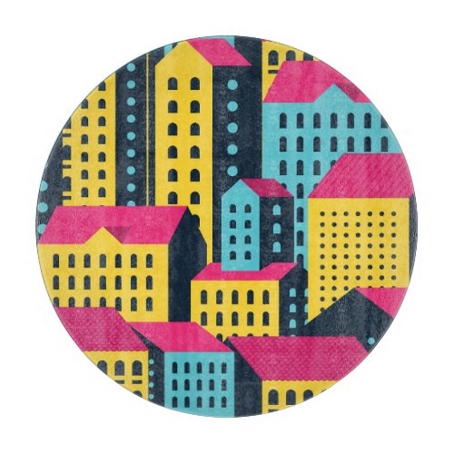 Abstract City Buildings Landscape Vintage Cutting Board