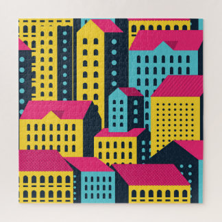 Abstract City Buildings Landscape Vintage Jigsaw Puzzle