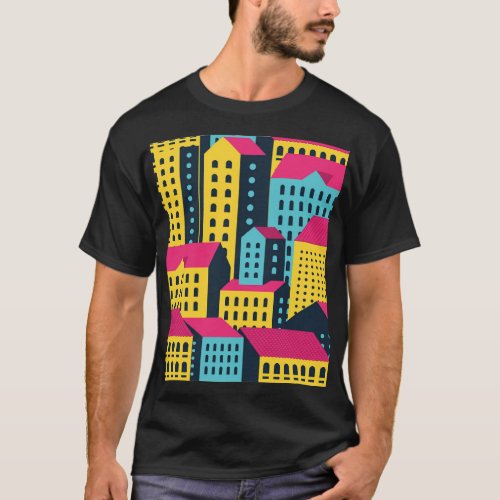 Abstract City Buildings Landscape Vintage T_Shirt