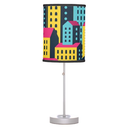 Abstract City Buildings Landscape Vintage Table Lamp