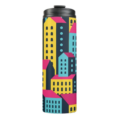 Abstract City Buildings Landscape Vintage Thermal Tumbler