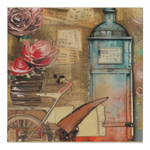 Abstract City life still painting Faux Canvas Print
