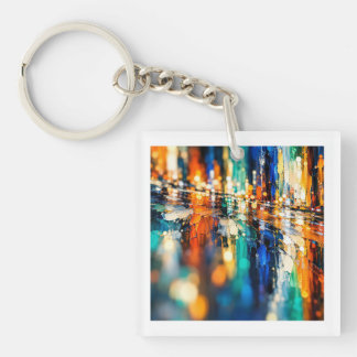 Abstract city night keychain