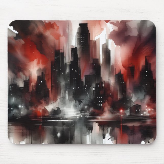 Abstract City Scape Canvas Art Print Mouse Pad (Front)