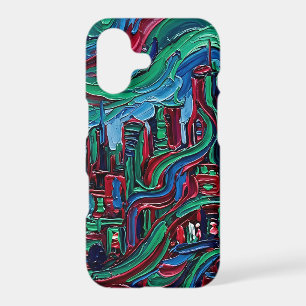 Abstract City Skyline Jewel Tone Oil iPhone Cases