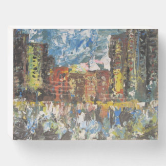 Abstract city wooden box sign