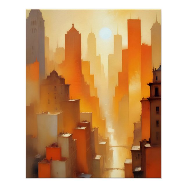 Abstract Cityscape Buildings Poster Background Art (Front)