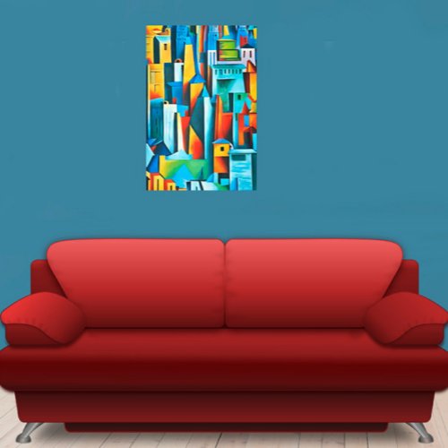 Abstract Cityscape Buildings Skyscrapers Art  Canvas Print